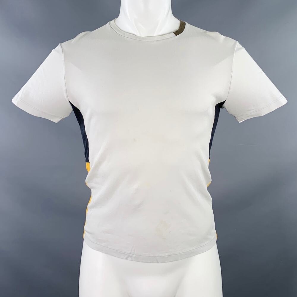 JIL SANDER Size S Grey Multi-Color Color Block Jersey Crew-Neck T-shirt